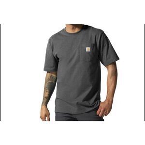 Carhartt Short Sleeve Pocket Tee – Men’s 3XL Tall Workwear T-Shirt Brown/Charcoa